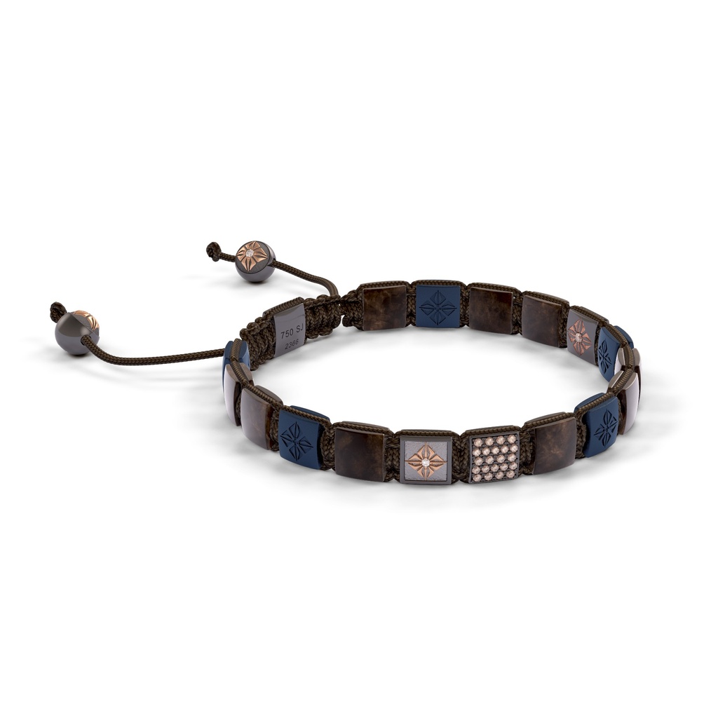 Shamballa Jewels Black & Rose Gold Diamond, Sapphire & Ceramic 6mm Non-Braided Shamballa Bracelet (Left View) - D234425