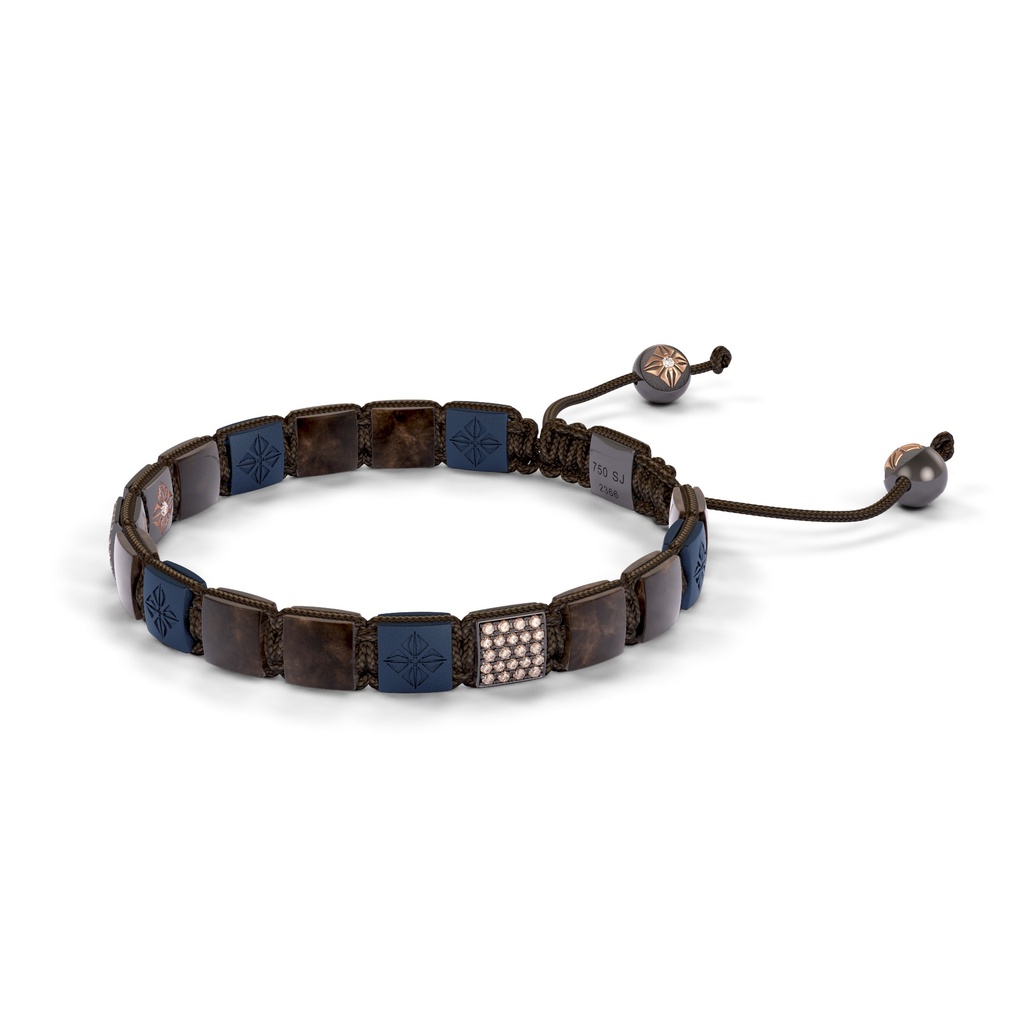 Shamballa Jewels Black & Rose Gold Diamond, Sapphire & Ceramic 6mm Non-Braided Shamballa Bracelet (Right View) - D234425