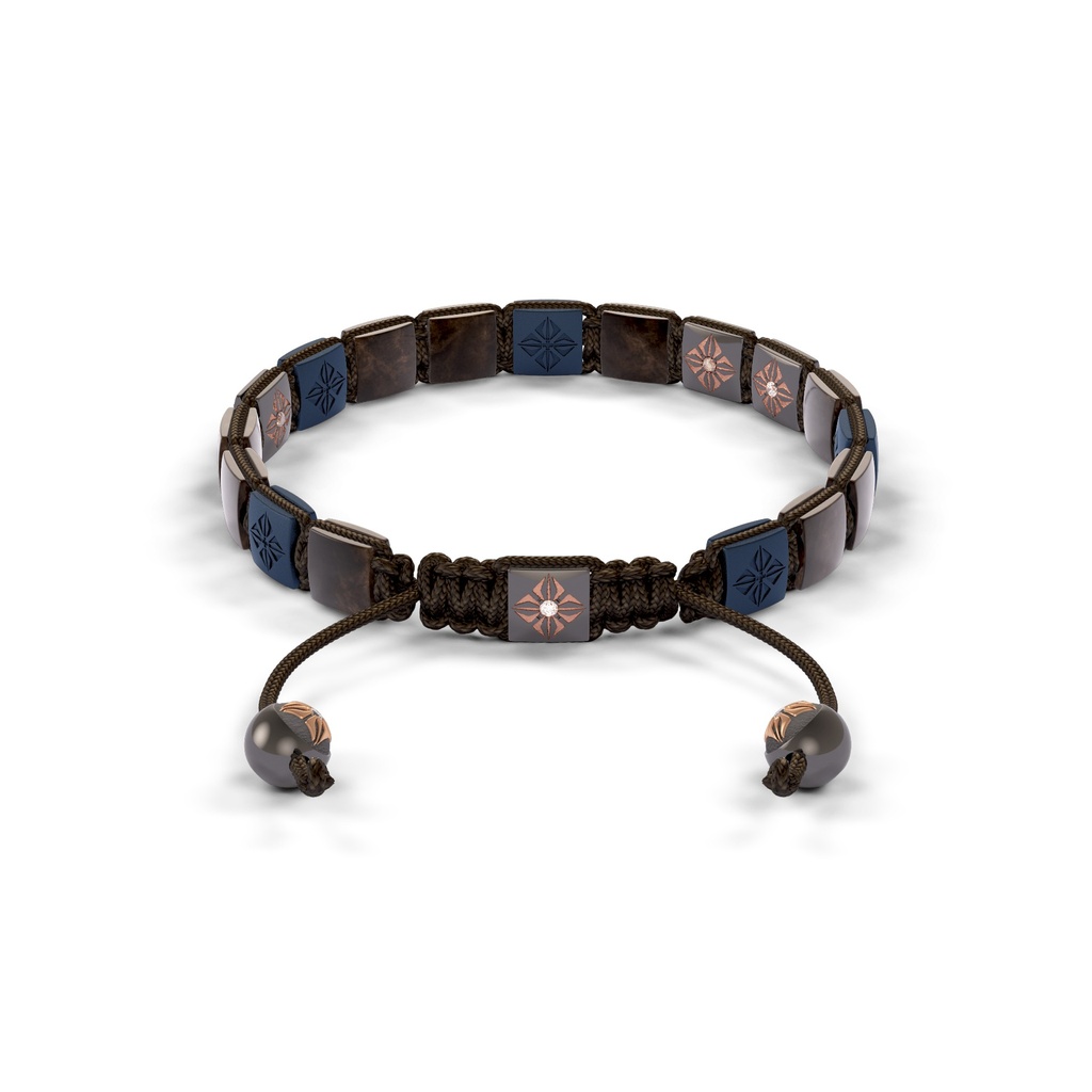 Shamballa Jewels Black & Rose Gold Diamond, Sapphire & Ceramic 6mm Non-Braided Shamballa Bracelet (Back View) - D234425
