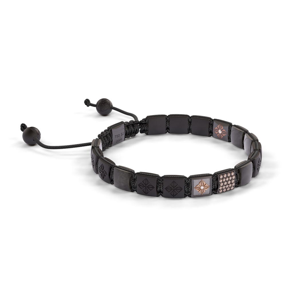 Shamballa Jewels Black & Rose Gold Diamond, Sapphire & Ceramic 6mm Lock Shamballa Bracelet (Left View) - D234511