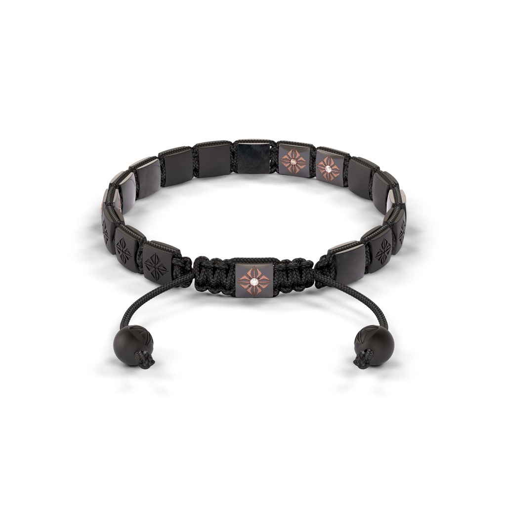 Shamballa Jewels Black & Rose Gold Diamond, Sapphire & Ceramic 6mm Lock Shamballa Bracelet (Back View) - D234511