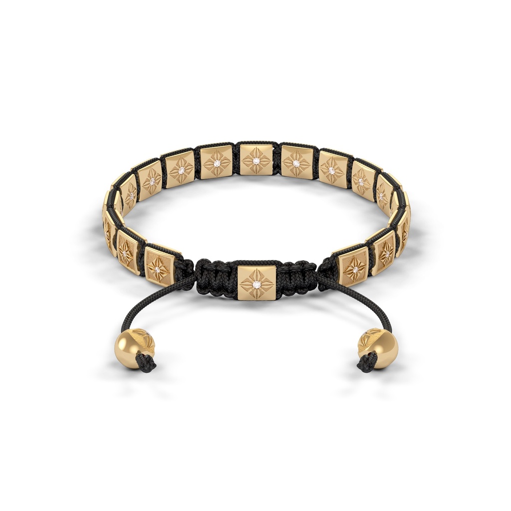 Shamballa Jewels Yellow Gold & Diamond 6mm Lock Shamballa Bracelet (Back View) - D236213