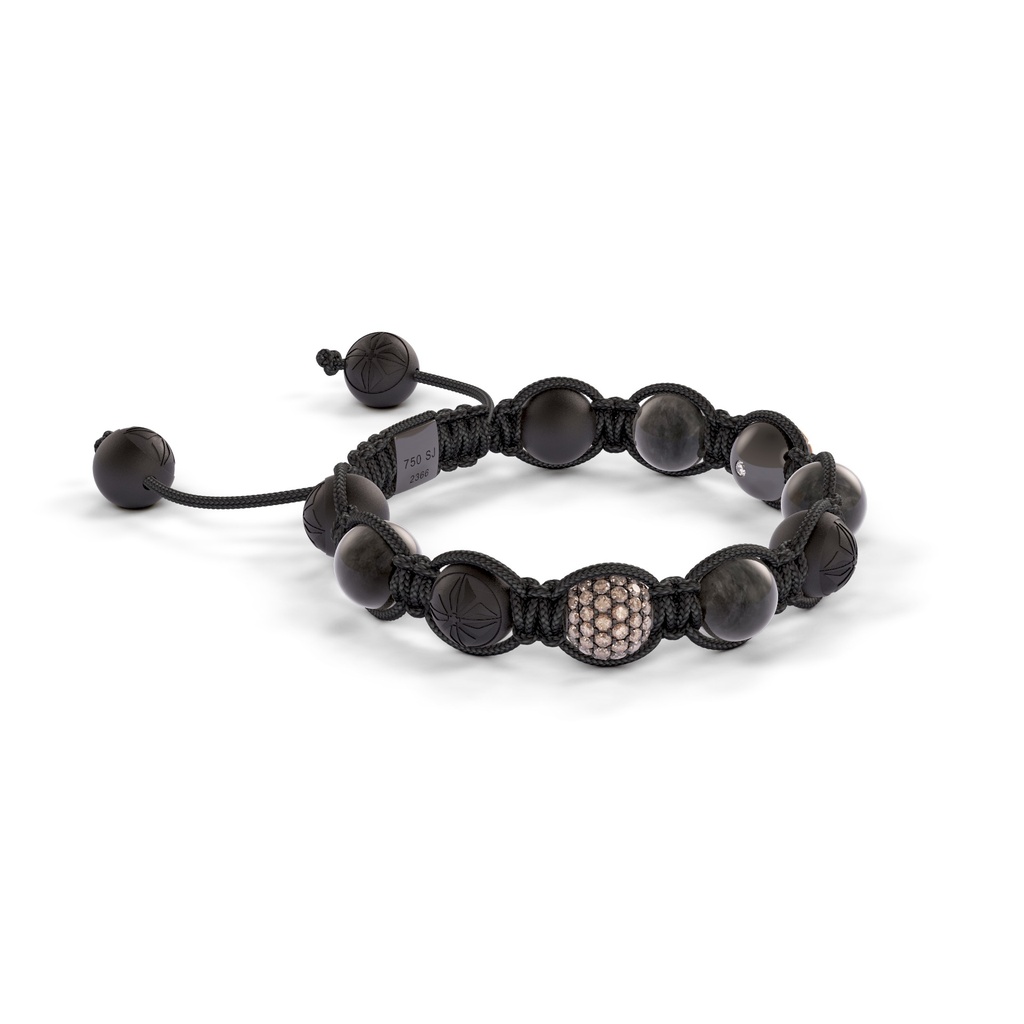 Shamballa Jewels Black & Rose Gold Diamond, Sapphire & Ceramic 6mm Shamballa Lock Bracelet (Left View) - D234501