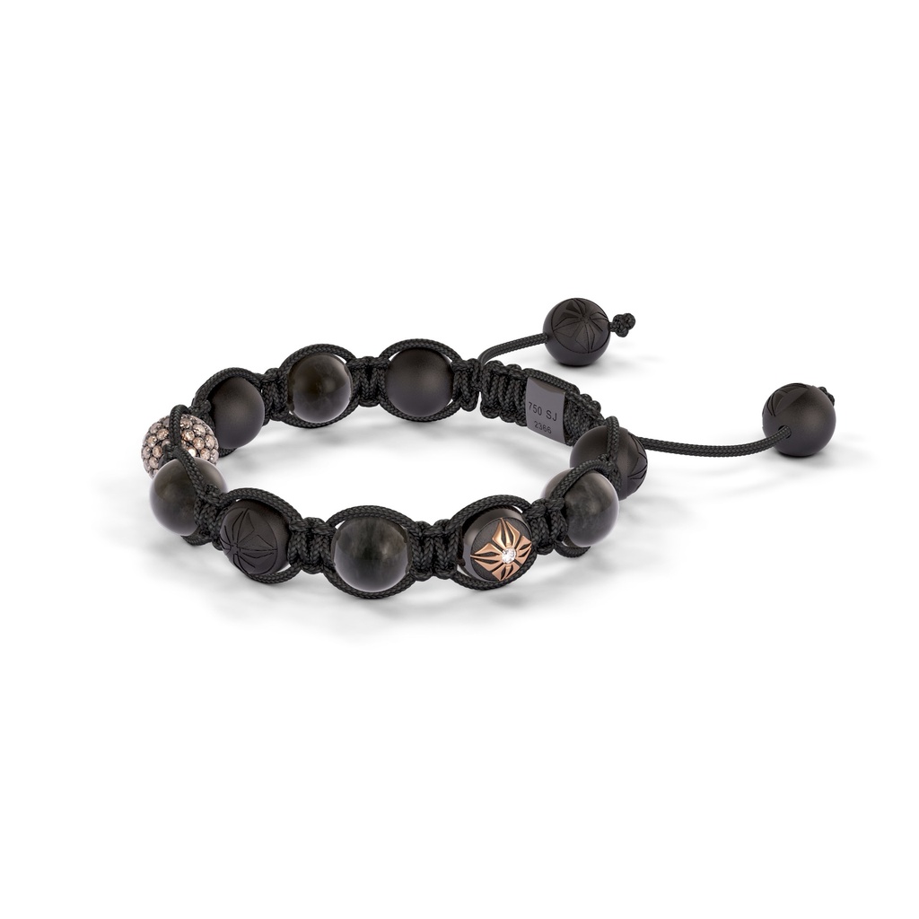 Shamballa Jewels Black & Rose Gold Diamond, Sapphire & Ceramic 6mm Shamballa Lock Bracelet (Right View) - D234501