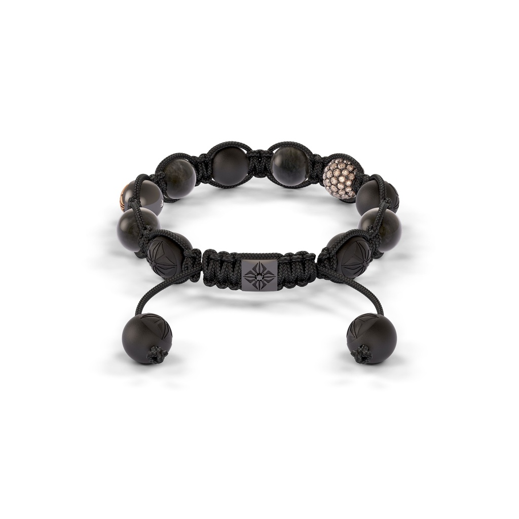 Shamballa Jewels Black & Rose Gold Diamond, Sapphire & Ceramic 6mm Shamballa Lock Bracelet (Back View) - D234501