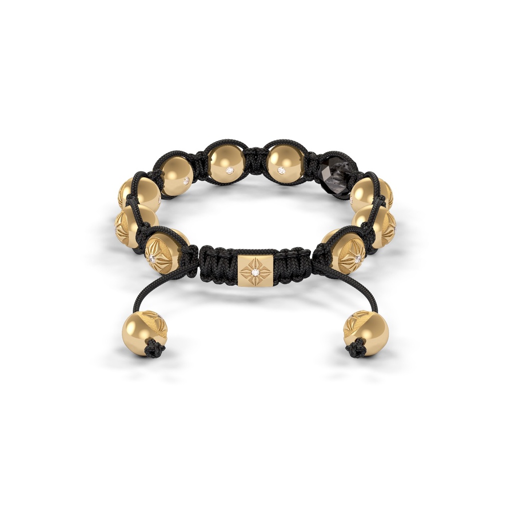 Shamballa Jewels Yellow Gold & Black Diamond 8mm Braided Shamballa Bracelet (Back View) - D236198