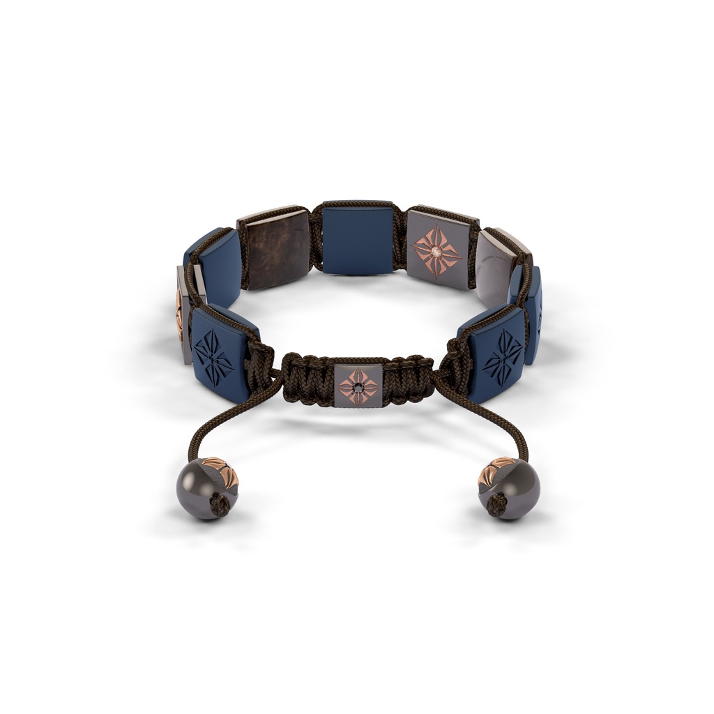 Shamballa Jewels Black & Rose Champagne Diamond, Sapphire & Ceramic 10mm Shamballa Lock Bracelet (Back View) - D234447