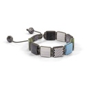 Shamballa Jewels Black & White Diamond& Mixed Semi-Precious 10mm Shamballa Lock Bracelet (Left View) - D234520