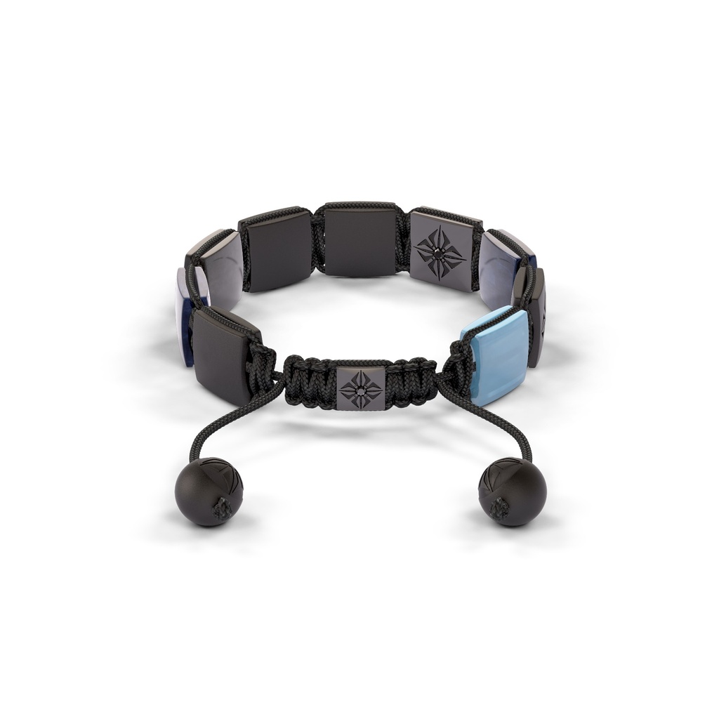 Shamballa Jewels Black & White Gold Black Diamond & Mixed Semi-Precious 10mm Shamballa Lock Bracelet (Back View) - D234536