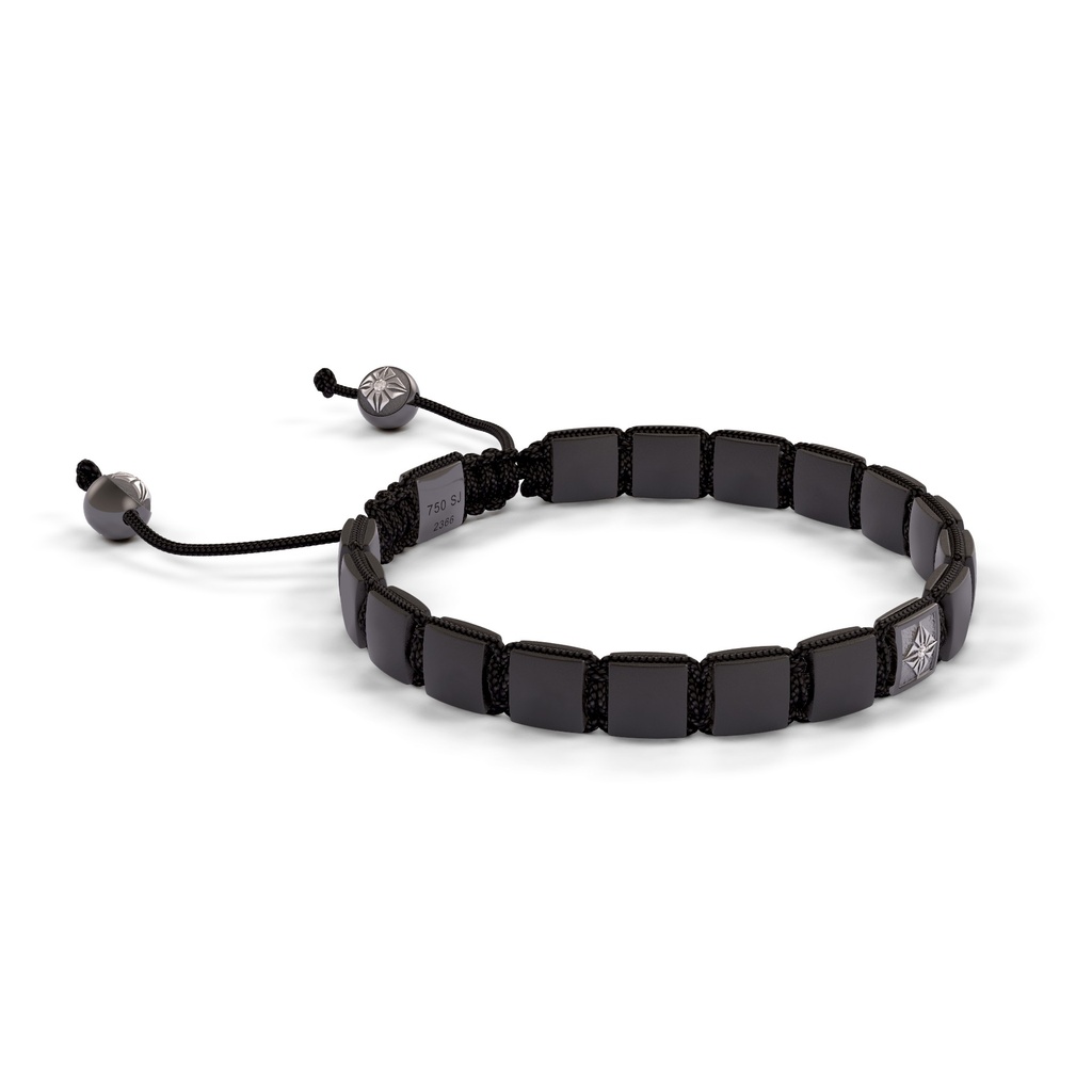 Shamballa Jewels Black & White Gold Diamond & Ceramic 6mm Shamballa Lock Bracelet (Left View) - D232255