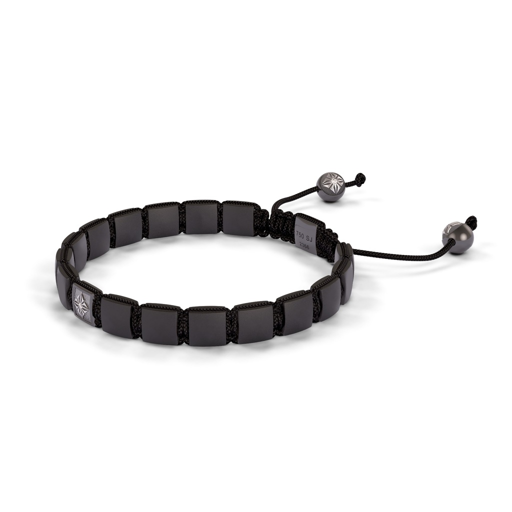 Shamballa Jewels Black & White Gold Diamond & Ceramic 6mm Shamballa Lock Bracelet (Right View) - D232255