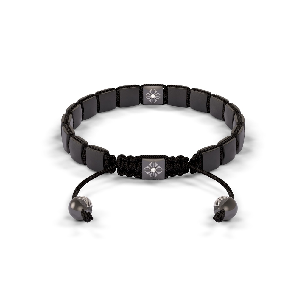 Shamballa Jewels Black & White Gold Diamond & Ceramic 6mm Shamballa Lock Bracelet (Back View) - D232255
