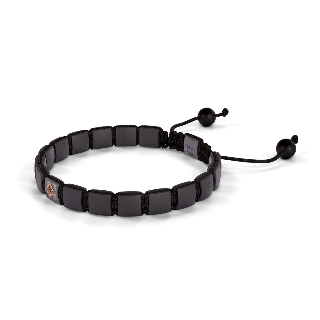 Shamballa Jewels Black & Yellow Gold Black Diamond & Ceramic 6mm Shamballa Lock Bracelet (Right View) - D232239