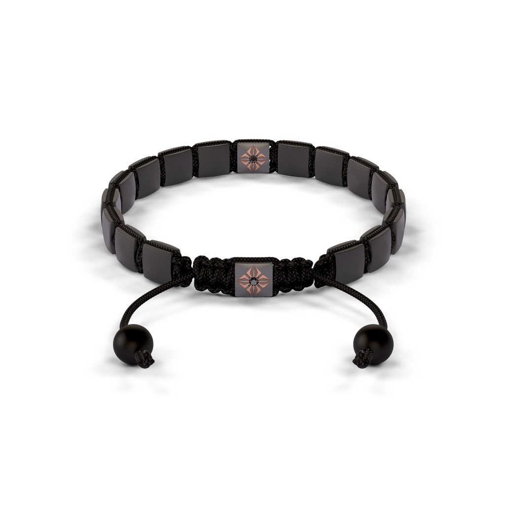 Shamballa Jewels Black & Yellow Gold Black Diamond & Ceramic 6mm Shamballa Lock Bracelet (Back View) - D232239