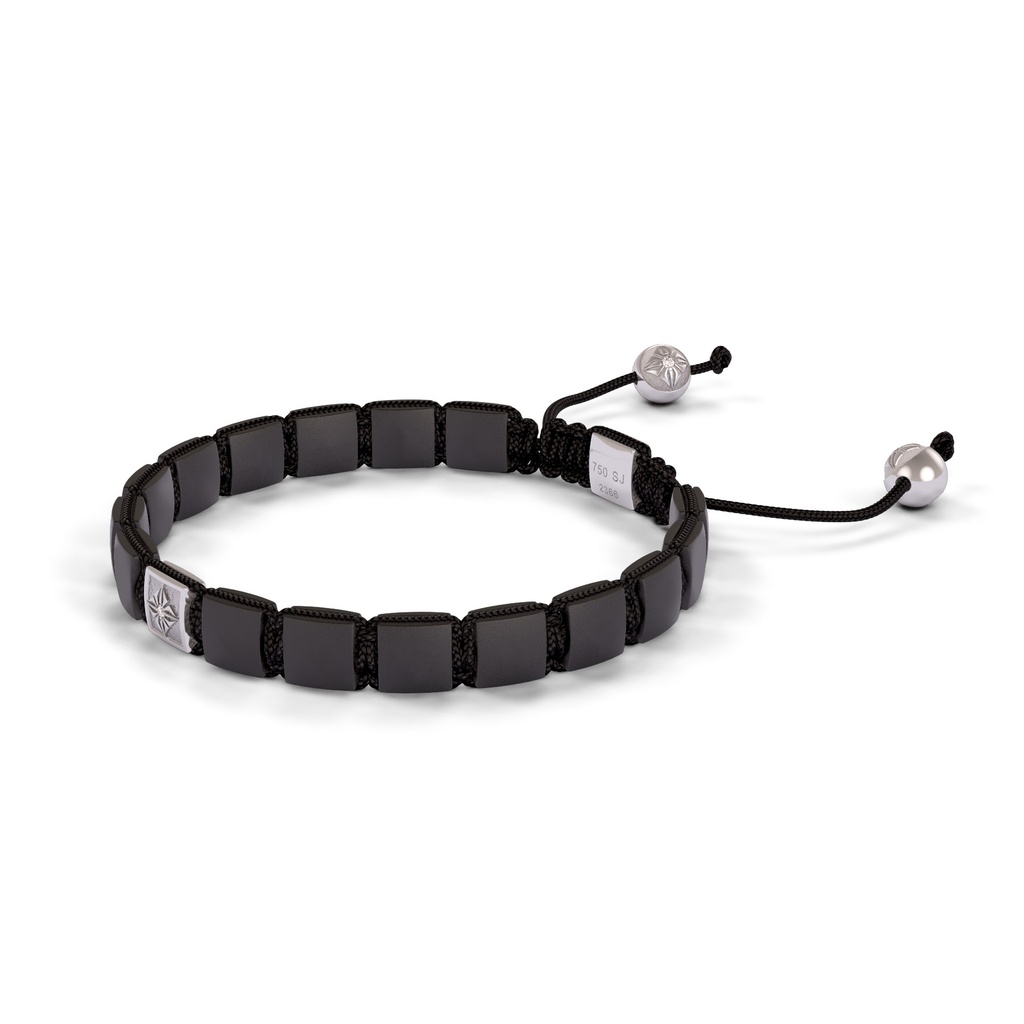 Shamballa Jewels Black & Yellow Gold Black Diamond & Ceramic 6mm Shamballa Lock Bracelet (Right View) - D232189