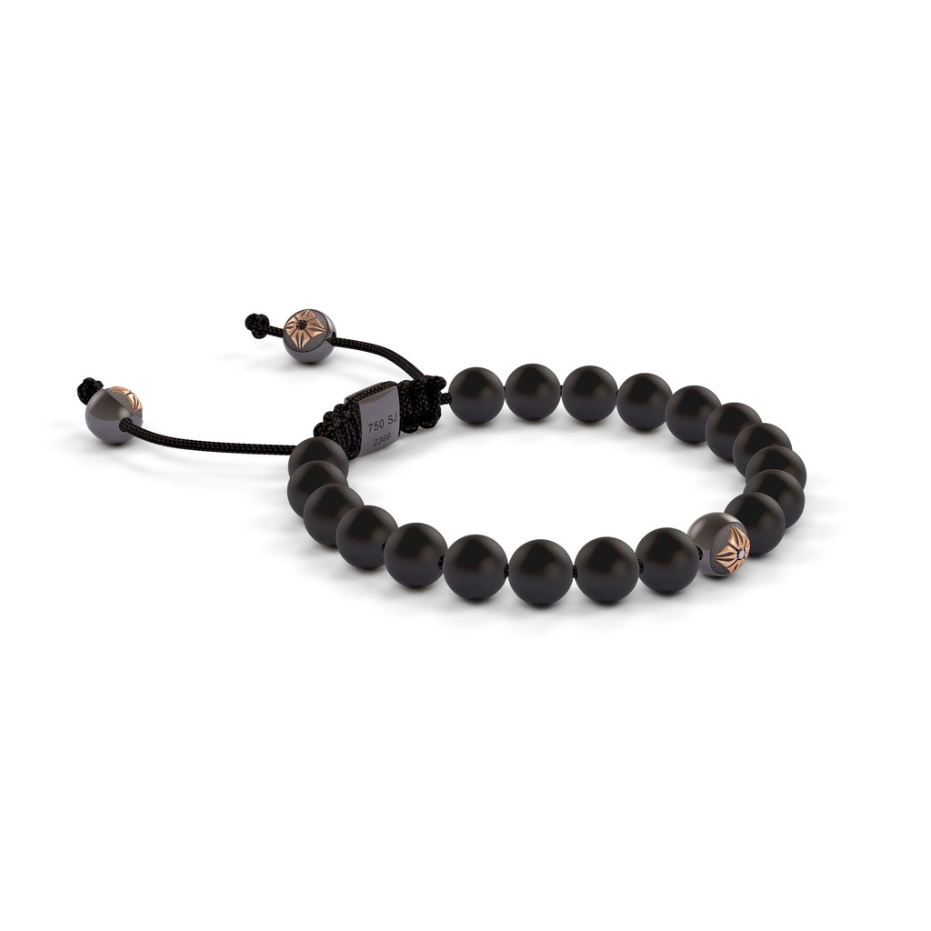 Shamballa Jewels Black & Rose Gold Black Diamond & Ceramic 6mm Non-Braided Shamballa Bracelet (Left View) - D237248