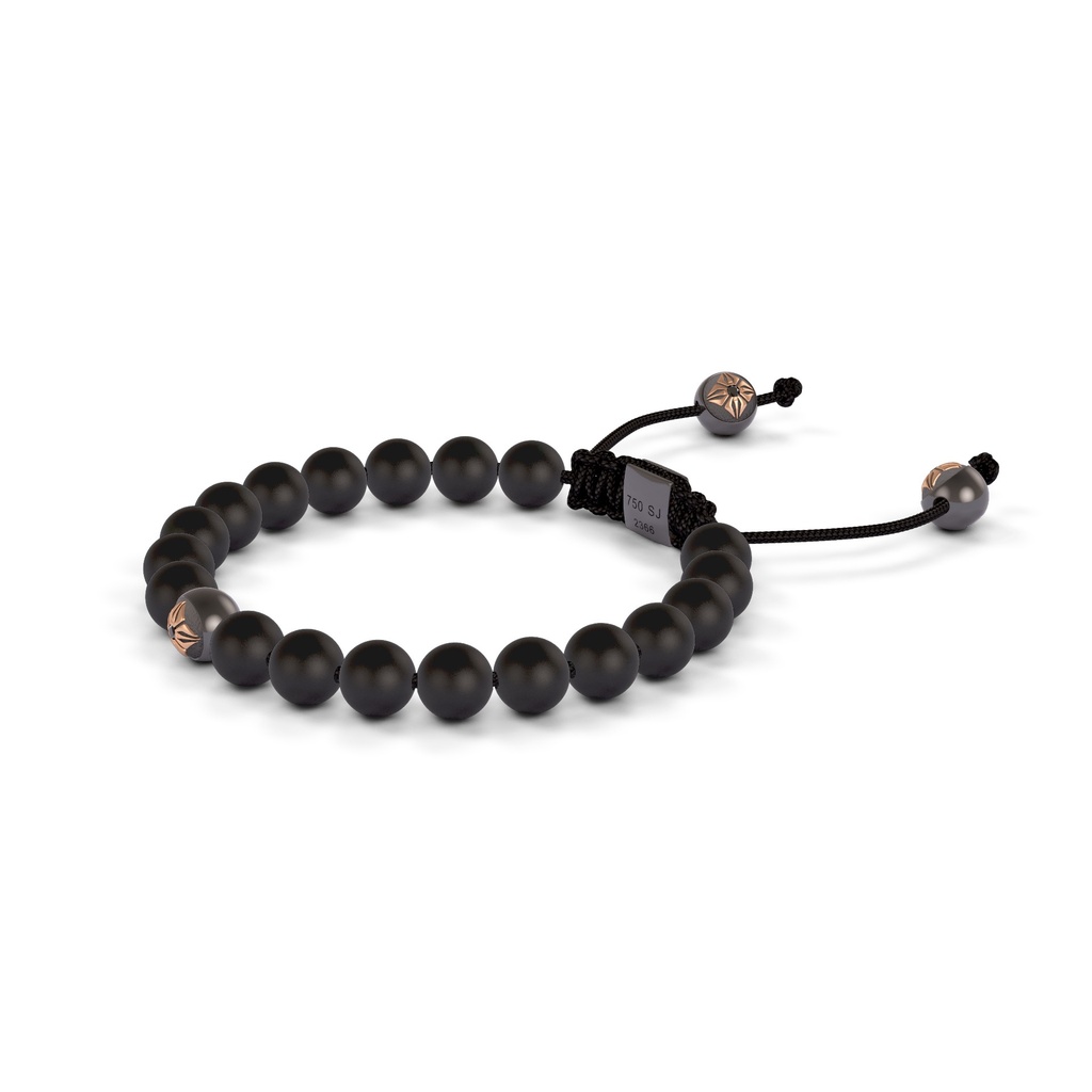 Shamballa Jewels Black & Rose Gold Black Diamond & Ceramic 6mm Non-Braided Shamballa Bracelet (Right View) - D237248