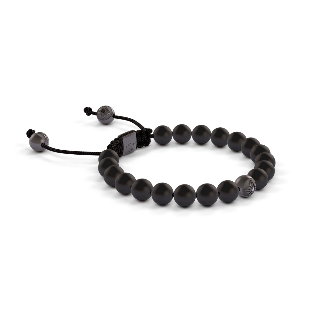 Shamballa Jewels Black & White Gold Diamond & Ceramic 6mm Non-Braided Shamballa Bracelet (Left View) - D237231