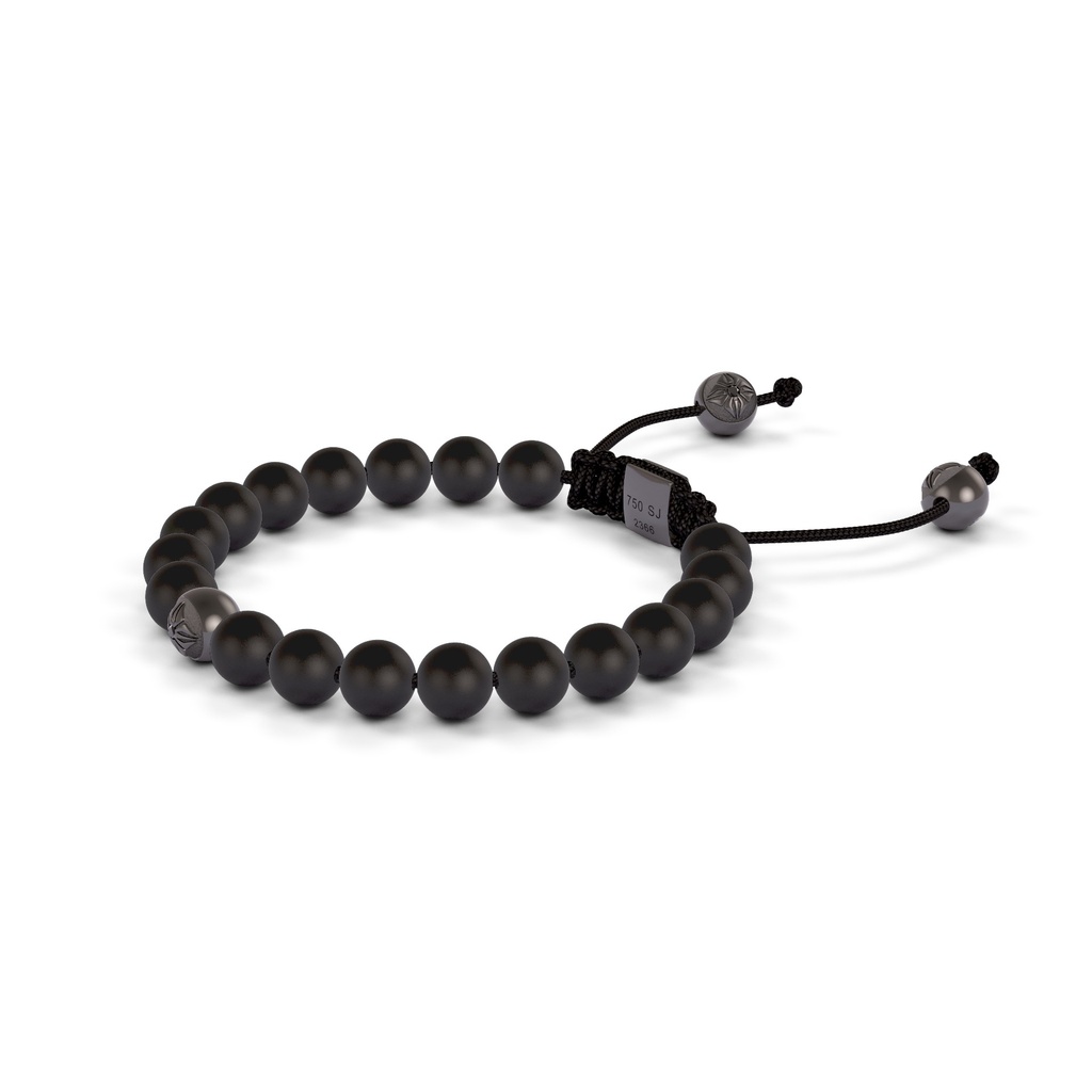 Shamballa Jewels Black & White Gold Diamond & Ceramic 6mm Non-Braided Shamballa Bracelet (Right View) - D237231