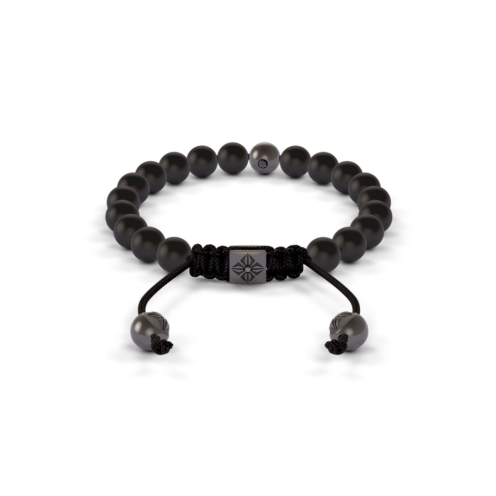 Shamballa Jewels Black & White Gold Diamond & Ceramic 6mm Non-Braided Shamballa Bracelet (Back View) - D237231