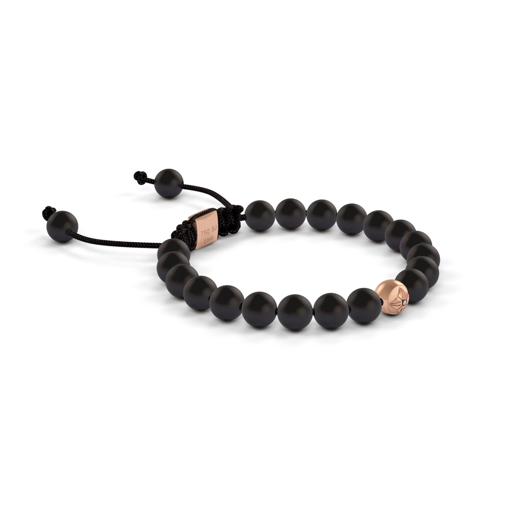 Shamballa Jewels Rose Gold Black Diamond & Ceramic 6mm Non-Braided Shamballa Bracelet (Left View) - D236590