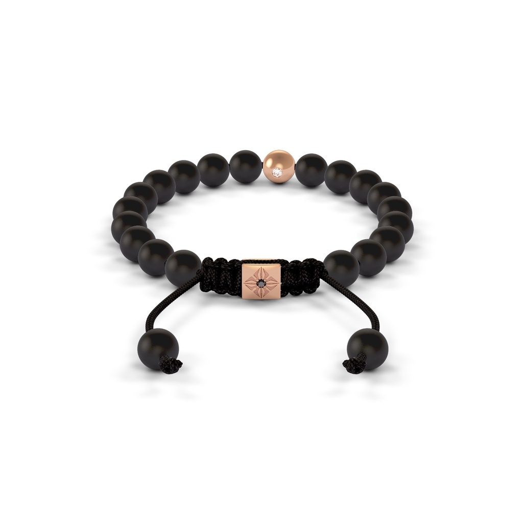 Shamballa Jewels Rose Gold Black Diamond & Ceramic 6mm Non-Braided Shamballa Bracelet (Back View) - D236590