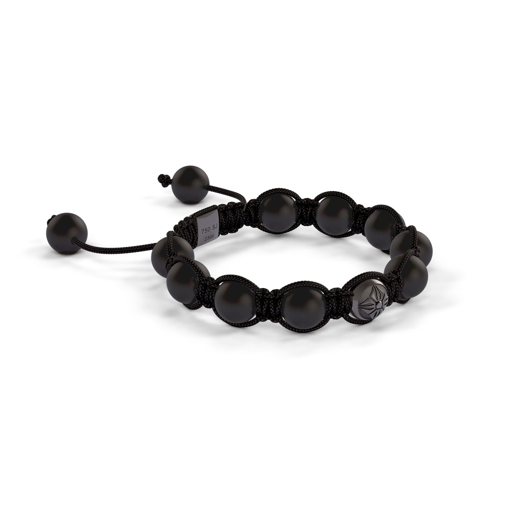Shamballa Jewels Black Gold Black Diamond & Ceramic 8mm Braided Shamballa Bracelet (Left View) - D237273