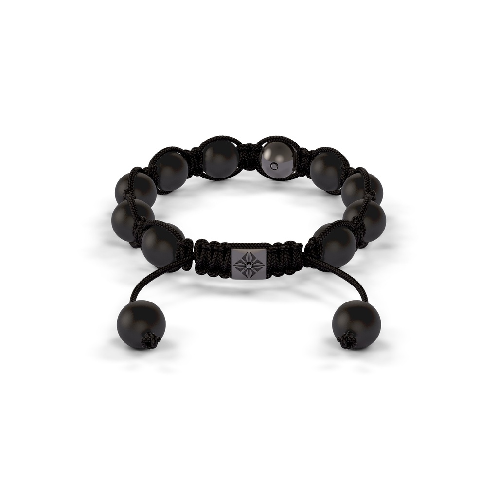 Shamballa Jewels Black Gold Black Diamond & Ceramic 8mm Braided Shamballa Bracelet (Back View) - D237273