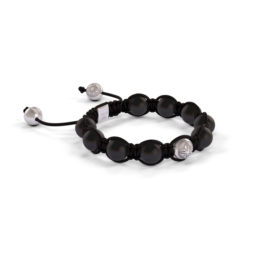 Shamballa Jewels White Gold Diamond & Ceramic 8mm Braided Shamballa Bracelet (Left View) - D237283