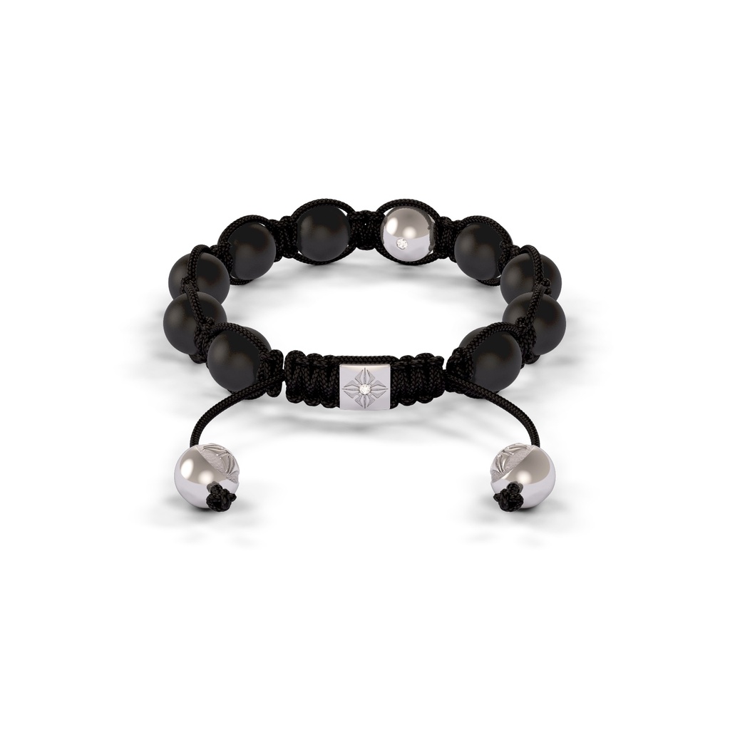 Shamballa Jewels White Gold Diamond & Ceramic 8mm Braided Shamballa Bracelet (Back View) - D237283