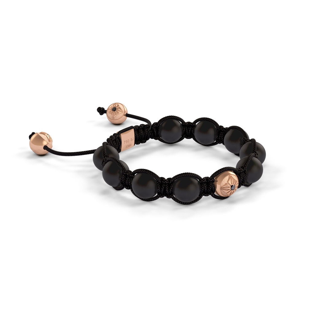 Shamballa Jewels Rose Gold Black Diamond & Ceramic 8mm Braided Shamballa Bracelet (Left View) - D237367