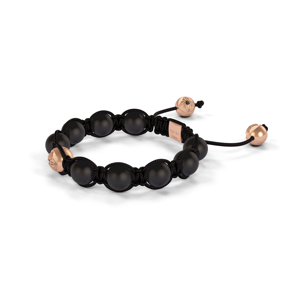 Shamballa Jewels Rose Gold Black Diamond & Ceramic 8mm Braided Shamballa Bracelet (Right View) - D237367