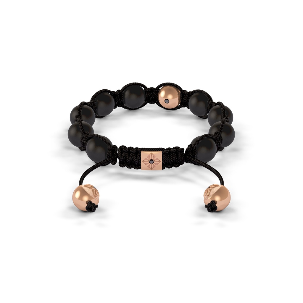 Shamballa Jewels Rose Gold Black Diamond & Ceramic 8mm Braided Shamballa Bracelet (Back View) - D237367