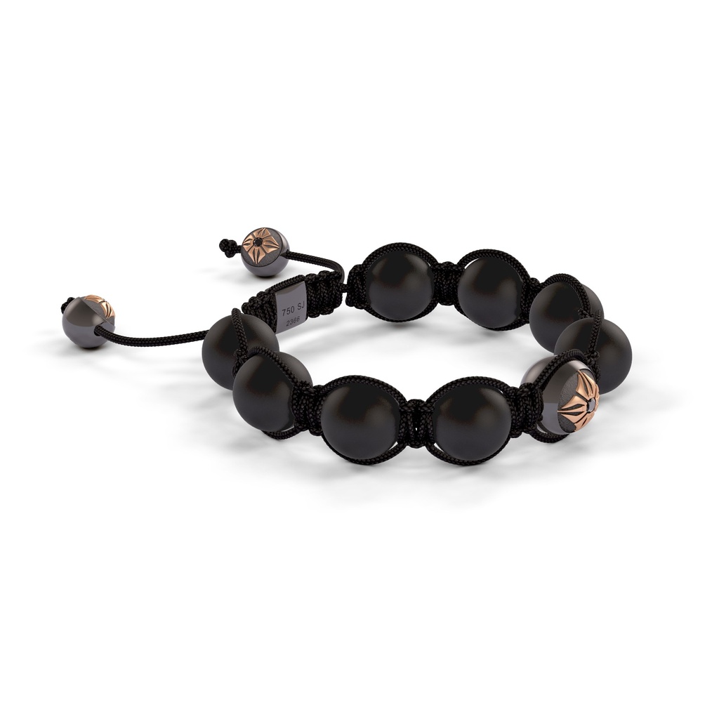 Shamballa Jewels Black & Rose Gold Black Diamond & Ceramic 10mm Braided Shamballa Bracelet (Left View) - D237390