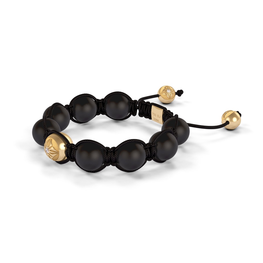 Shamballa Jewels Yellow Gold Diamond & Ceramic 10mm Braided Shamballa Bracelet (Right View) - D237382