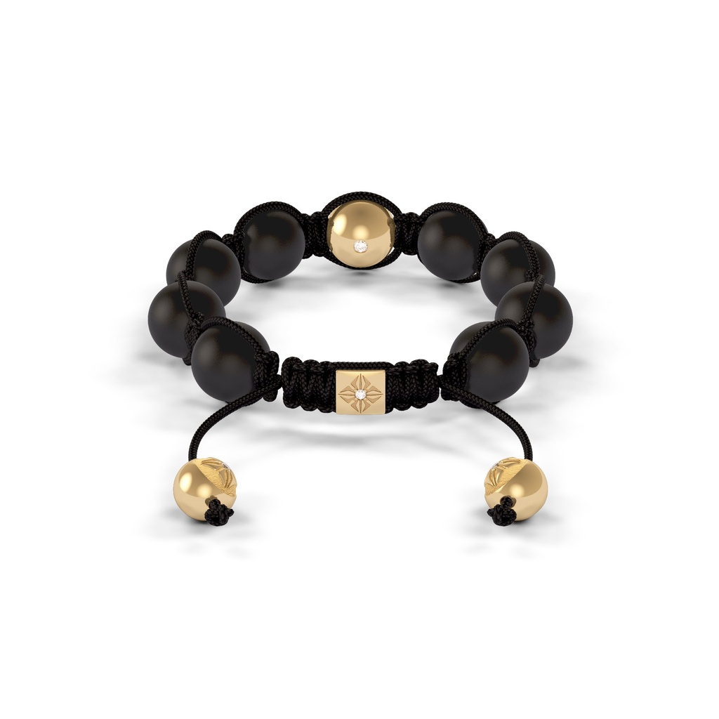Shamballa Jewels Yellow Gold Diamond & Ceramic 10mm Braided Shamballa Bracelet (Back View) - D237382