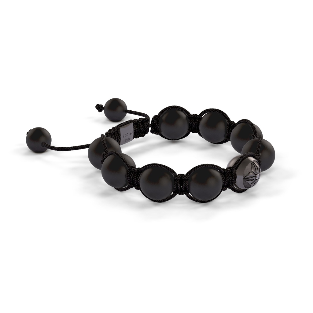 Shamballa Jewels Black Gold Black Diamond & Ceramic 10mm Braided Shamballa Bracelet (Left View) - D237375