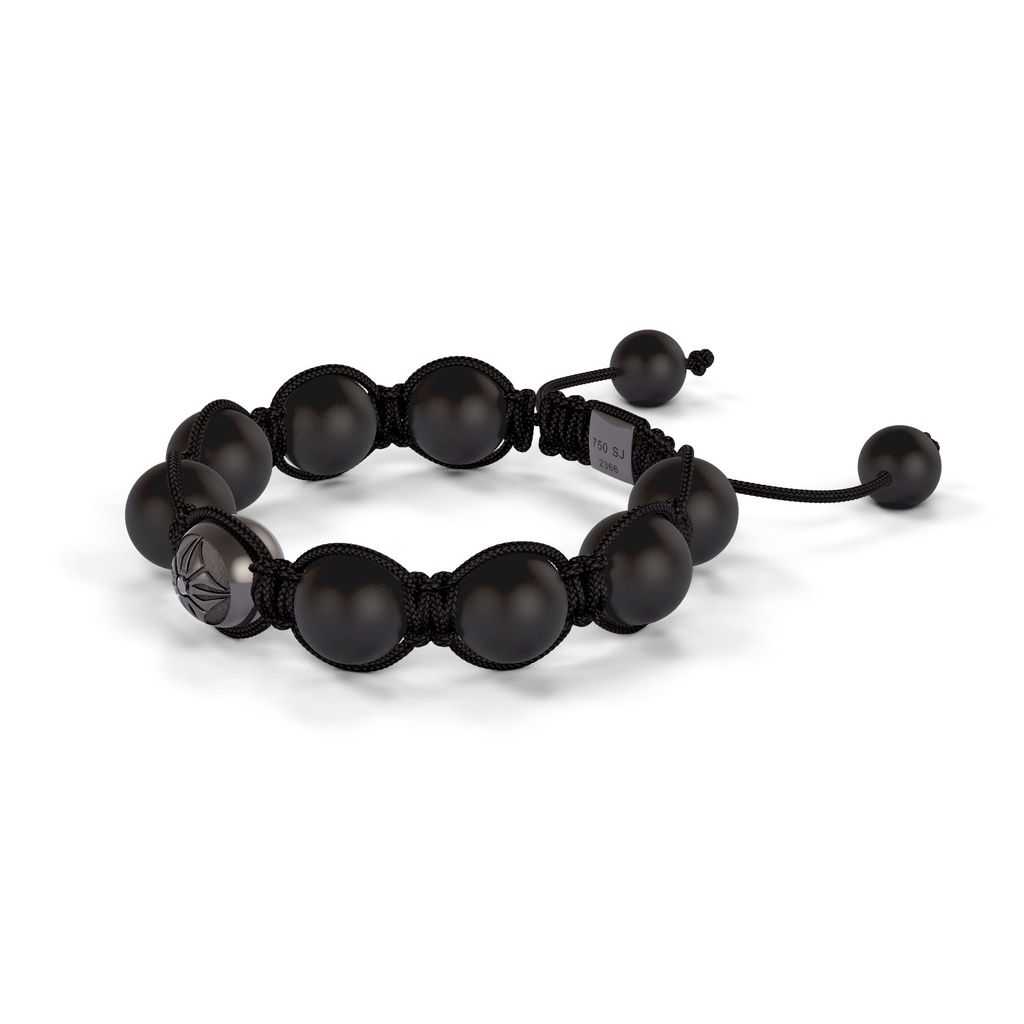 Shamballa Jewels Black Gold Black Diamond & Ceramic 10mm Braided Shamballa Bracelet (Right View) - D237375