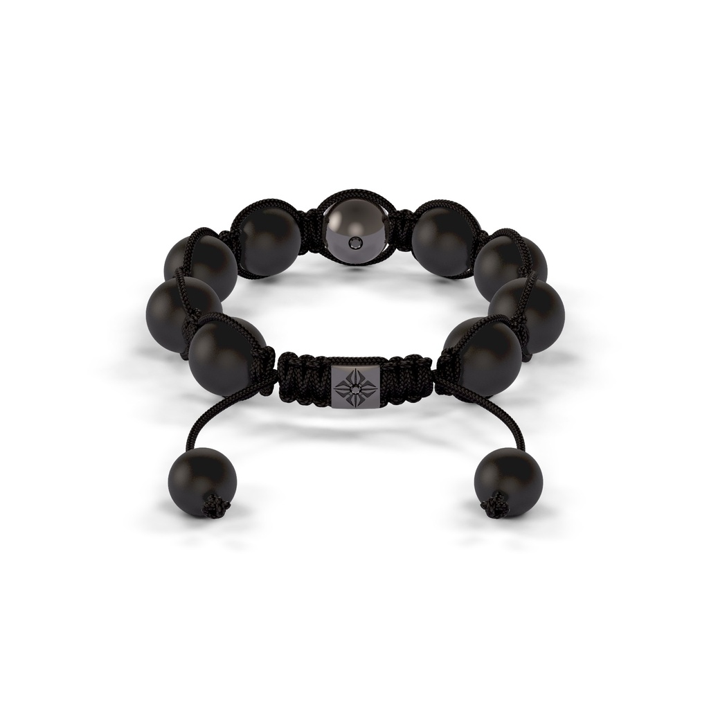 Shamballa Jewels Black Gold Black Diamond & Ceramic 10mm Braided Shamballa Bracelet (Back View) - D237375