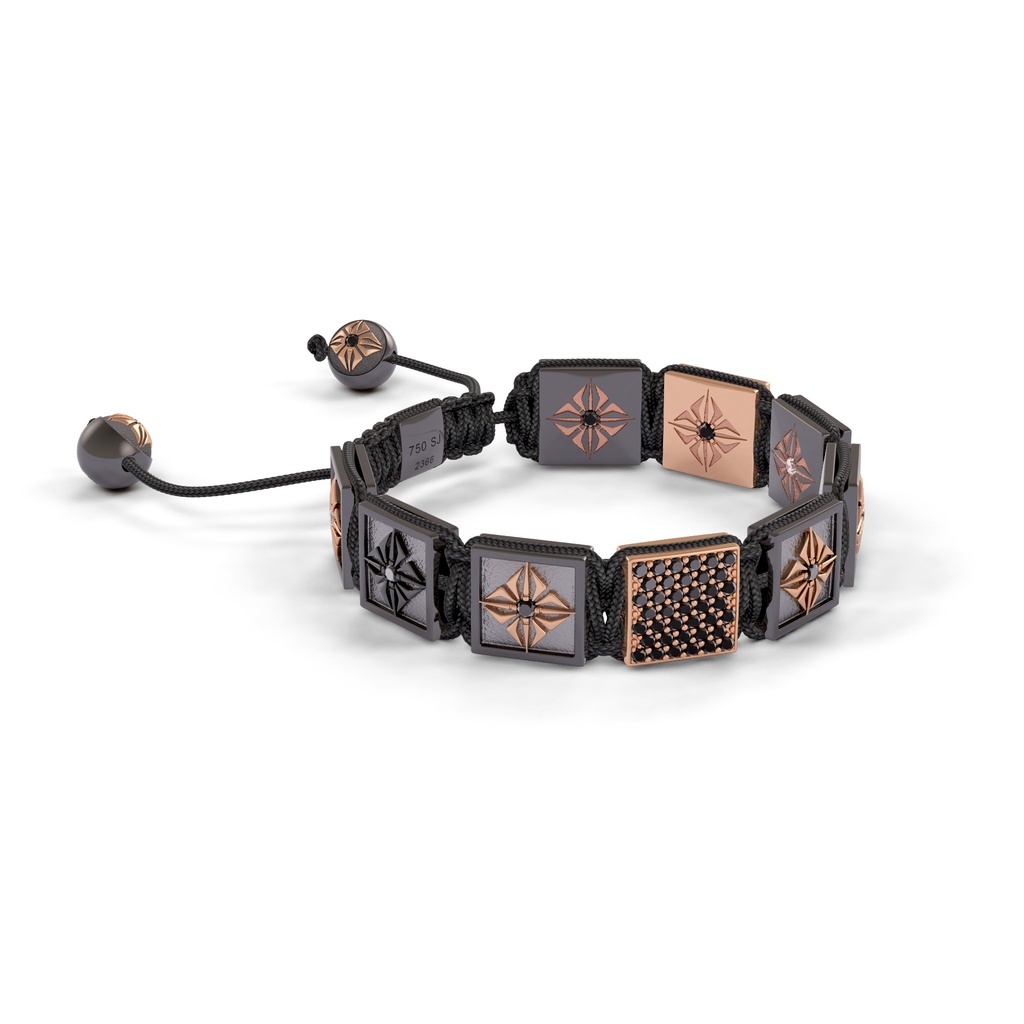 Shamballa Jewels Black & Rose Gold Black Diamond 10mm Shamballa Lock Bracelet (Left View) - D196788