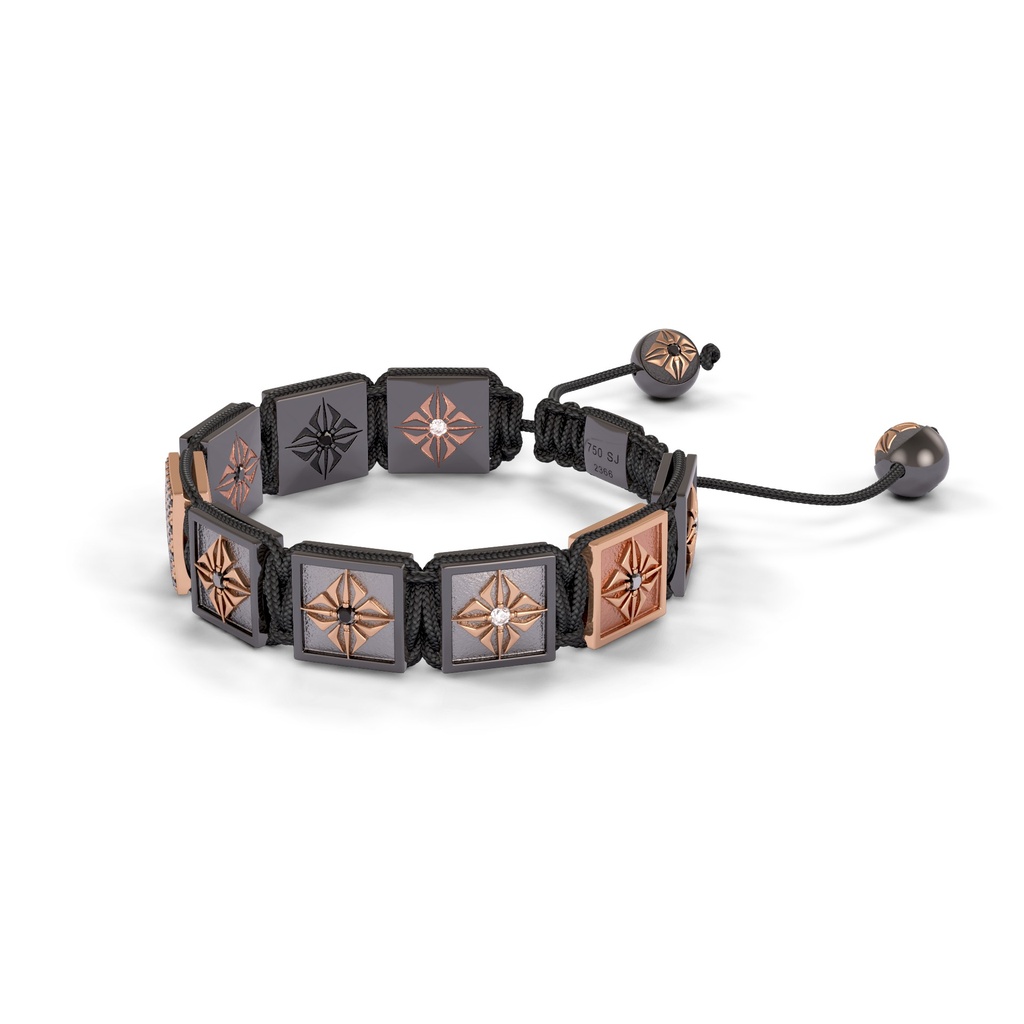 Shamballa Jewels Black & Rose Gold Black Diamond 10mm Shamballa Lock Bracelet (Right View) - D196788