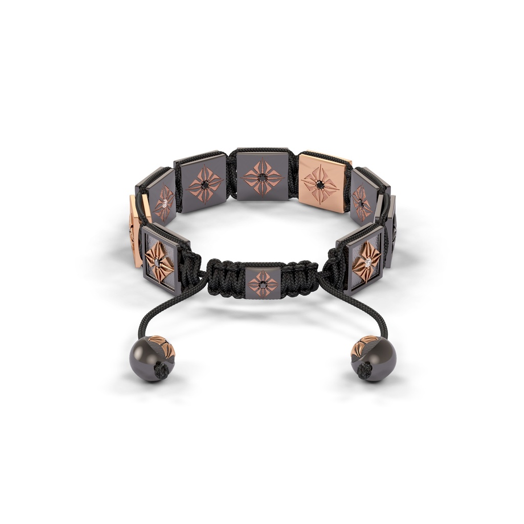 Shamballa Jewels Black & Rose Gold Black Diamond 10mm Shamballa Lock Bracelet (Back View) - D196788