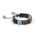 Shamballa Jewels Rose Gold Black Diamond, Sapphire, Aqua & Ceramic 10mm Shamballa Lock Bracelet (Left View) - D196411