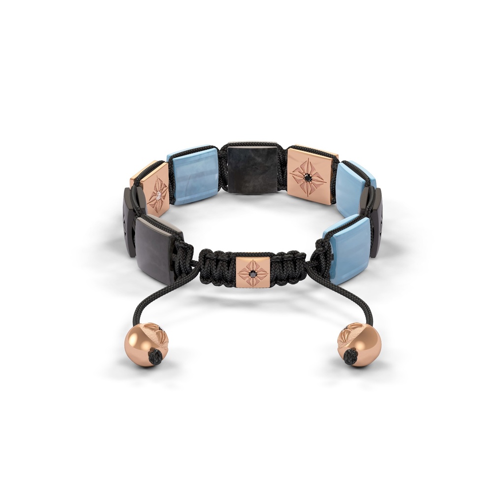 Shamballa Jewels Rose Gold Black Diamond, Sapphire, Aqua & Ceramic 10mm Shamballa Lock Bracelet (Back View) - D196411