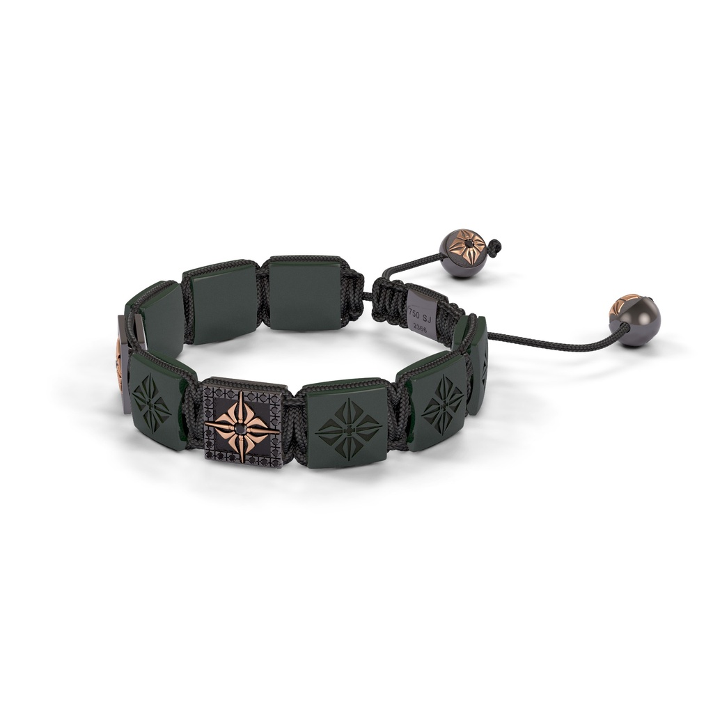Shamballa Jewels Black & Rose Gold Black Diamond & Ceramic 10mm Shamballa Lock Bracelet (Right View) - D186676