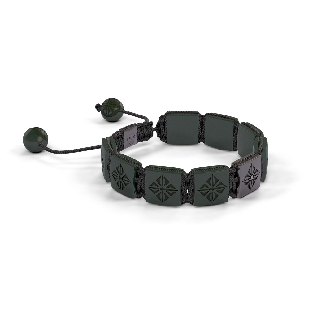 Shamballa Jewels Black Gold Black Diamond & Ceramic 10mm Shamballa Lock Bracelet (Left View) - D184706
