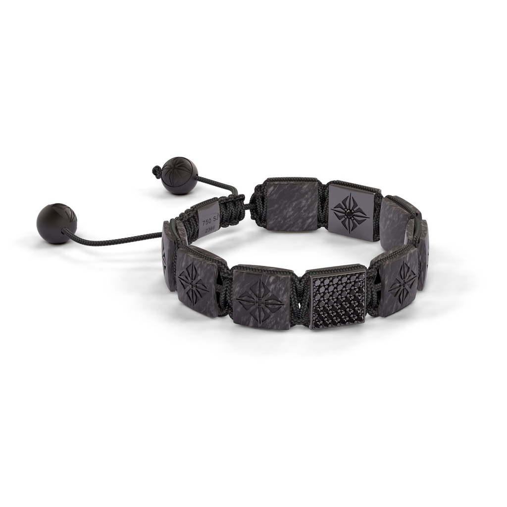 Shamballa Jewels Black Gold Black Diamond & Carbon 10mm Shamballa Lock Bracelet (Left View) - D196015