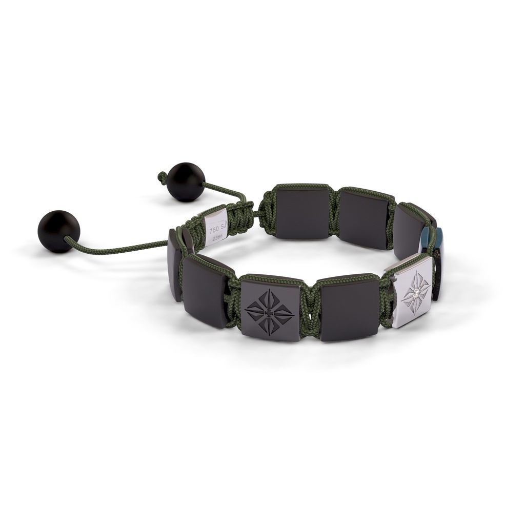 Shamballa Jewels White Gold, Black Jade & Ceramic 10mm Shamballa Lock Bracelet (Left View) - D184570
