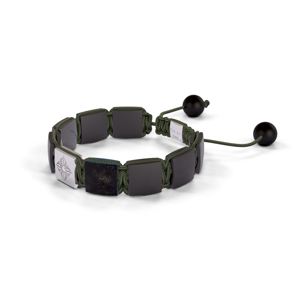 Shamballa Jewels White Gold, Black Jade & Ceramic 10mm Shamballa Lock Bracelet (Right View) - D184570