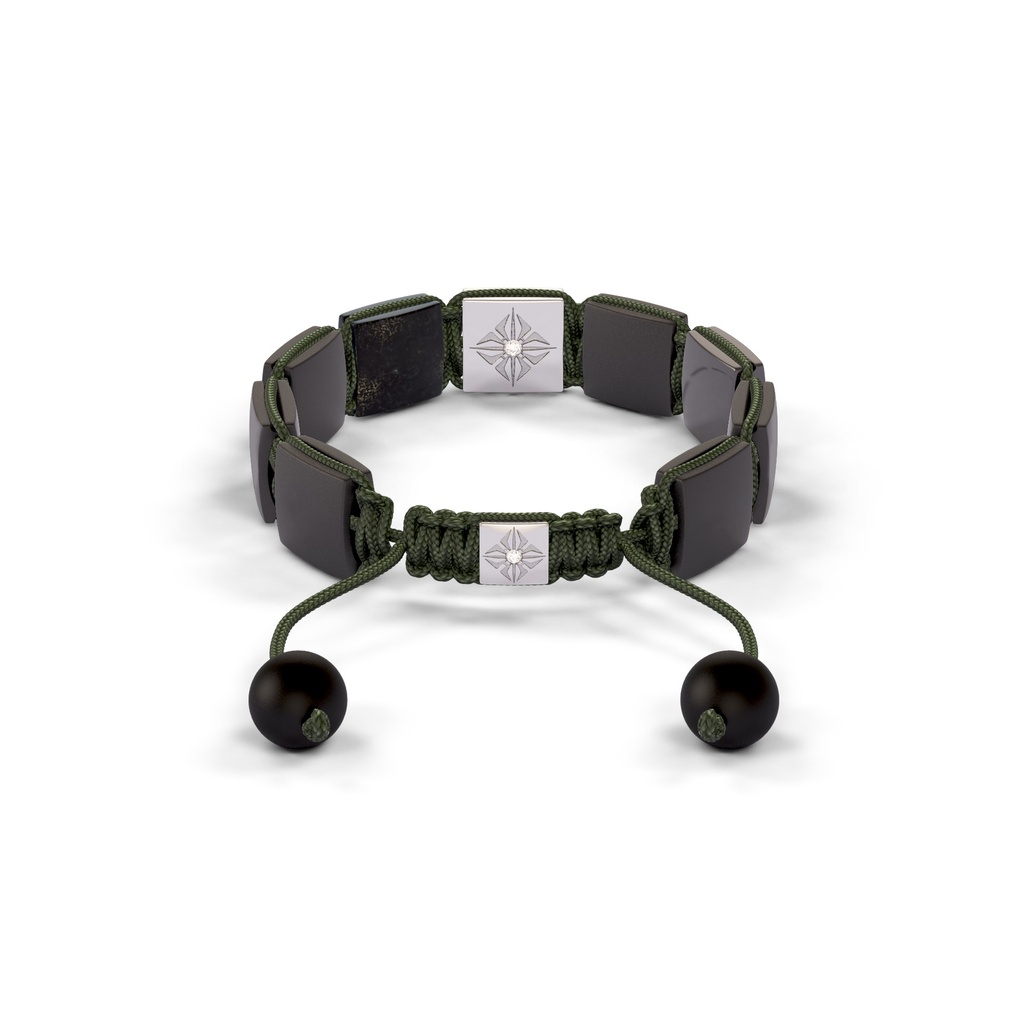 Shamballa Jewels White Gold, Black Jade & Ceramic 10mm Shamballa Lock Bracelet (Back View) - D184570
